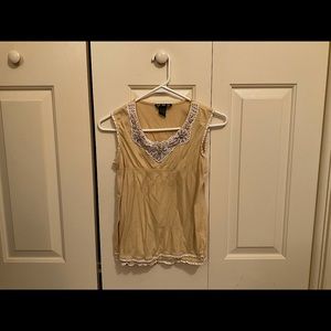 Yellow/White And Tan Beads Blouse (Size L - Kids)